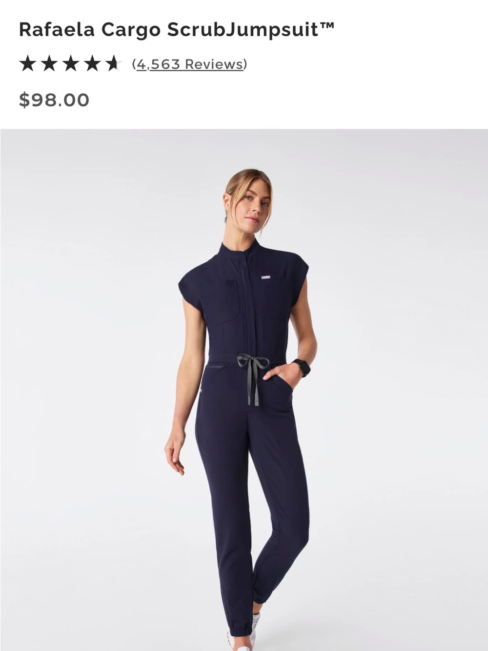 Figs Navy Rafaela Cargo Jumpsuit